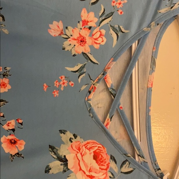 Blue and pink floral blouse never before worn. - Picture 2 of 7